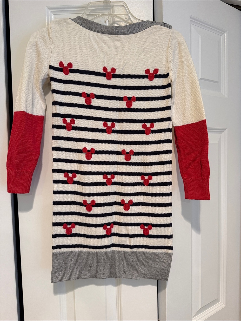GAP Cream & Navy Striped Mickey Knit Sweater Dress with Red Accents